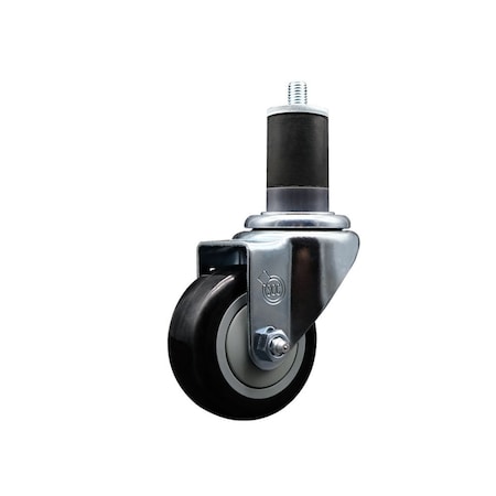 Service Caster 3'' Black Poly Wheel Swivel 1-5/8'' Expanding Stem Caster SCC-EX20S314-PPUB-BLK-158